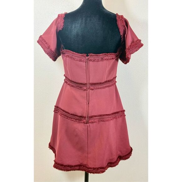 NWOT Finders Keepers Fig Burgundy Fall Visions Off Shoulders Mini Dress Medium - Picture 6 of 12